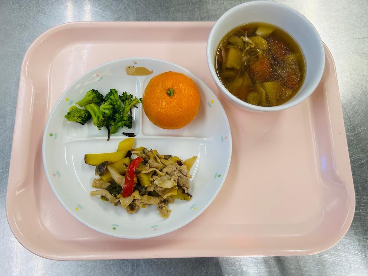 さつまいもと豚肉の炒めもの